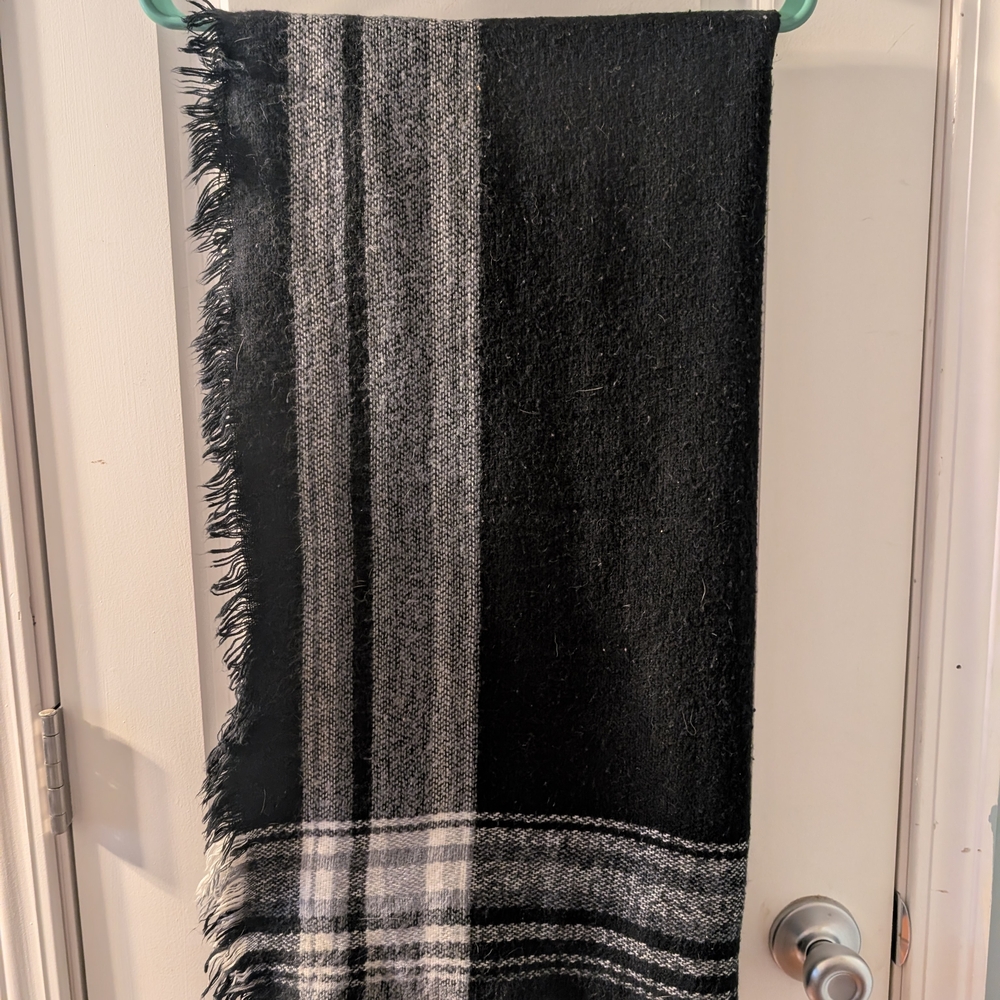 Black and Gray Striped Scarf/Shawl